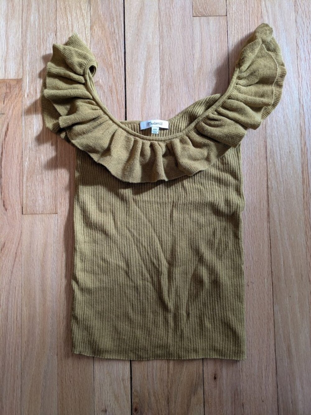 Madewell Gold/ Ochre Sweater Tank with Ruffle
